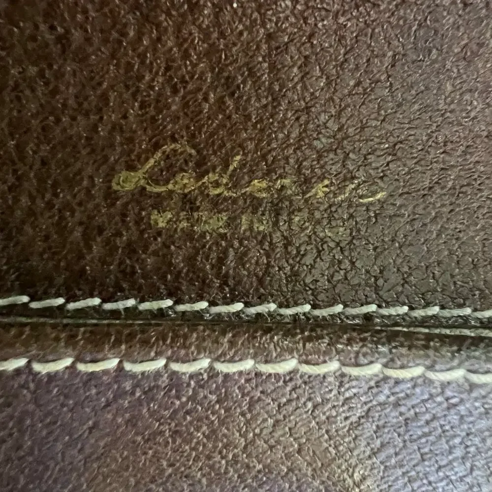 LEDERER Brown Contrast Stitch Leather Briefcase